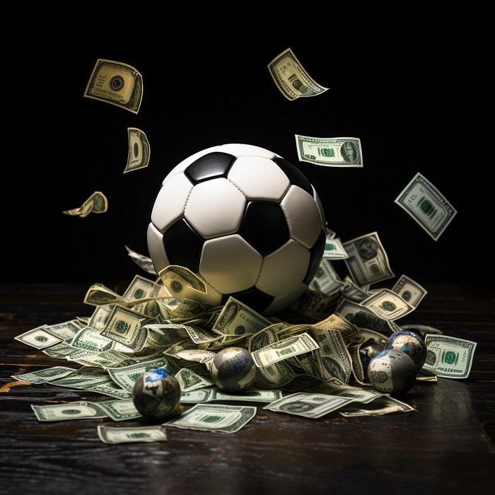 Football surrounded by cash