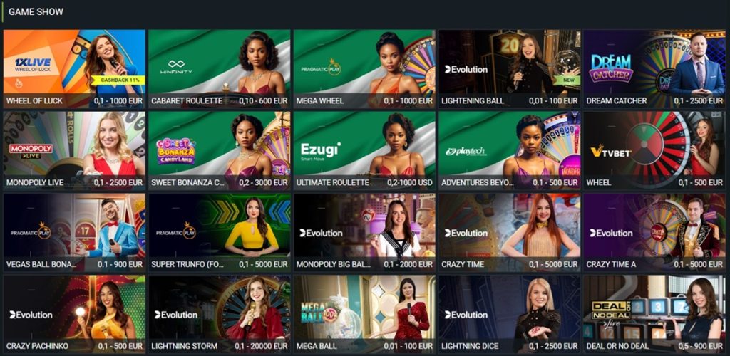 Live casino at 1xbet Nigeria