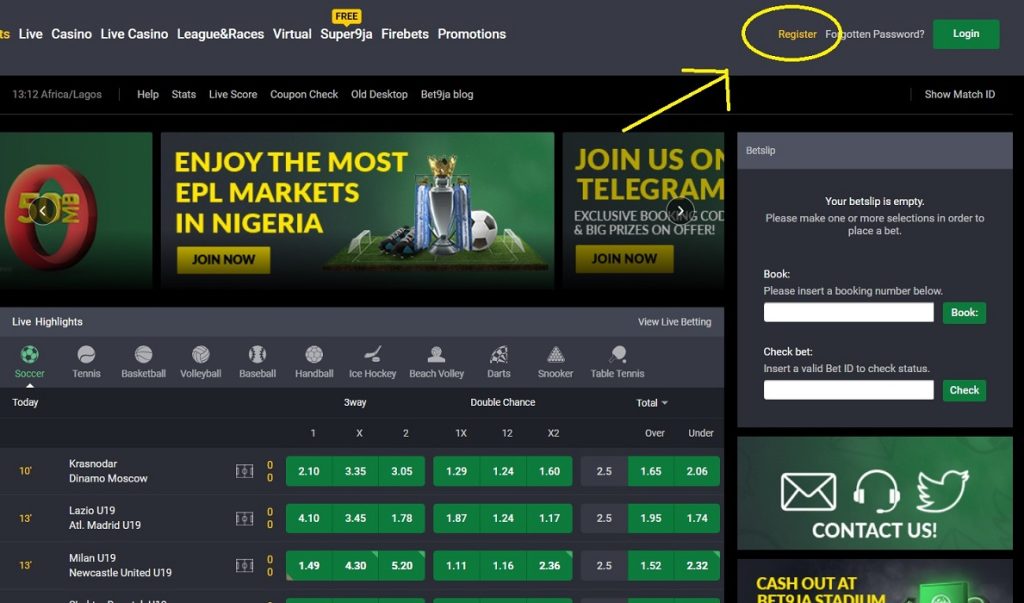 Registering an account at a Nigerian online casino