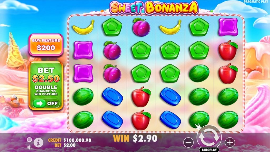 Screenshot of the online slot Sweet Bonanza from Pragmatic Play