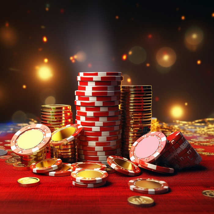 Poker Chips at Table