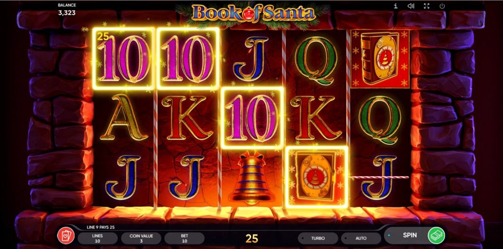Screenshot of the slot Book of Santa from Endorphina.