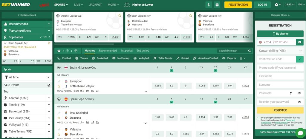 Betwinner landing page